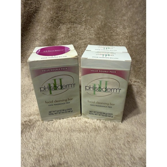 (2 packs) Phisoderm Fragrance Free Facial Cleansing Bar Soap 4 Bars Total *READ*